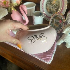 Pink vintage Ceramic Vase with Floral Design